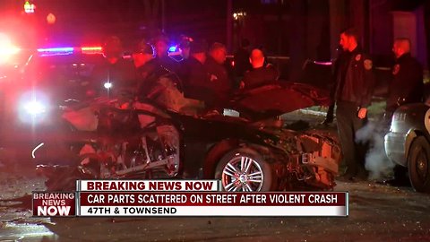 Milwaukee Police investigating violent crash that left car split in half