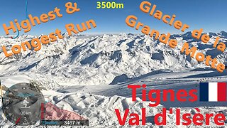 [4K] Skiing Val d’Isère Tignes, Highest and Longest Run - Grande Motte Glacier, France, GoPro HERO11