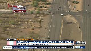 Power poles down on Boulder Highway