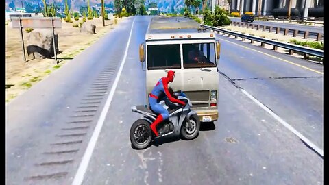GTA V : Spiderman Dangerous stunts on bike EPS. 17