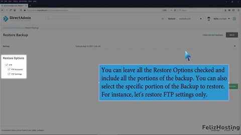 How to restore a Backup in DirectAdmin FelizHosting