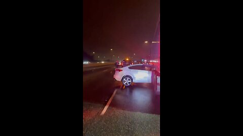 Car crashes into truck on highway 403