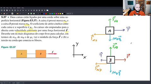 Problema 5.37 (Young & Freedmann, 14ed) - Caixas ligadas por uma corda (com atrito cinético)