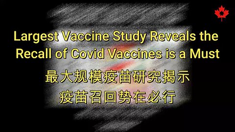 Largest Vaccine Study Reveals the Recall of Covid Vaccines is a Must! 最大规模疫苗研究揭示，疫苗召回势在必行！