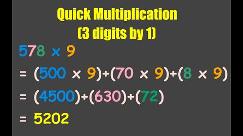 Quick Multiplication (3 digits by 1 digit)