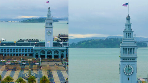 Embarcadero from hotel window. time-lapse: day