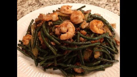 Sauteed Long Beans with Ground Pork & Shrimp - #19