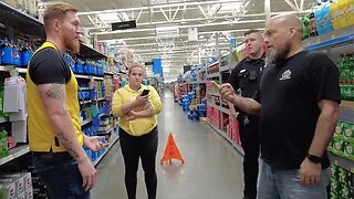 WALMART EMPLOYEE SNATCHES BADGE OFF MY CHEST! (Cops come)