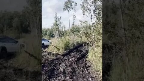 Idiot driver takes Subaru off-roading and gets stuck in mud