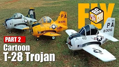 Cartoon T-28 Trojan RC Plane Part 2 - Flying Video