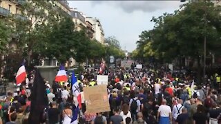 Anti Vaccine Passport Protests in France