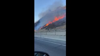 California wildfire rages right next to highway