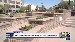 Soldiers, veterans help restore vandalized Valley war memorial