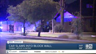 Car slams into wall near 40th Street and Cactus Road