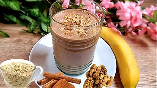 Healthy Breakfast For Weight Loss: Banana Smoothie With Oats. No Milk, No Sugar!