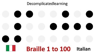 Braille counting numbers 1 - 100 in Italian