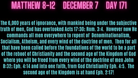 Matt 8-12 Time to give up the subjective truth; Denominationalism, Socialism, Atheism, etc. all.