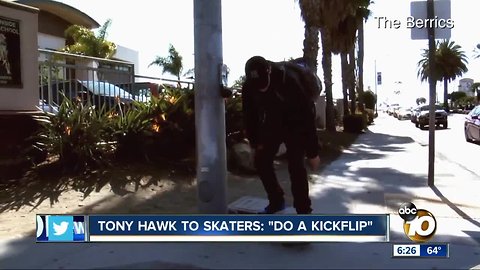 Tony Hawk to skaters: "Do a kickflip"