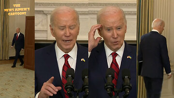 Biden shuffles away without taking questions: "I'm going off to make a speech at a hotel I'm late for..."