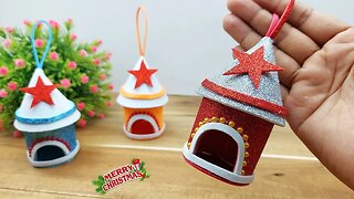 How to Make Christmas House With Glitter Paper 🎄 DIY Easy Christmas Ornaments Making Crafts🎄