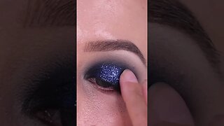 Navy Smokey Glitter Eye Makeup Tutorial #Shorts