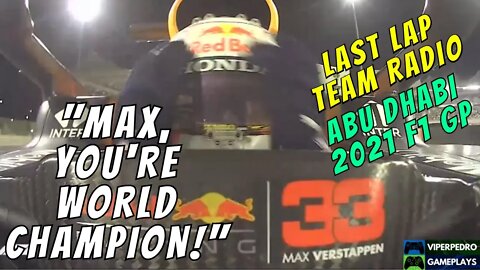 MAX VERSTAPPEN RÁDIO GP ABU DHABI F1 2021 | Max Verstappen Campeão Mundial