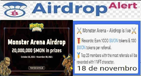 【Airdrop Monster Arena】Ganhe 1000 tokens MON | Como crescer | 100 MON por Ref | #CryptoCurrency