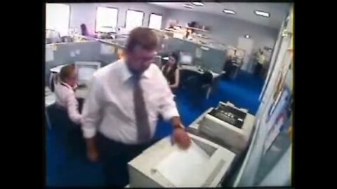 Man loses his temper with the printer