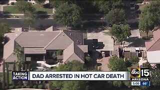 Dad arrested in hot car death