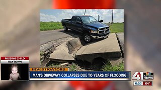 Years of flooding leads to homeowner's driveway collapse