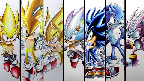 Drawing Sonic's Super Forms And Transformations - Compilation