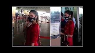 Birthday Girl Erica Fernandes Snapped At The Airport In Red Ethnic Outfit