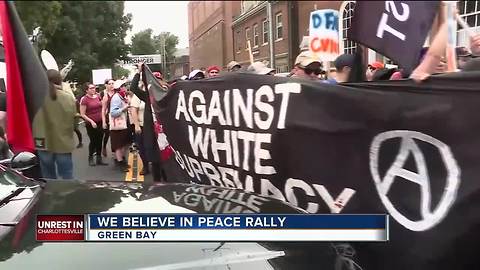 Green Bay demonstrators share message of peace after violence in Charlottesville