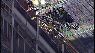 AirTracker 5 view of the steel beam accident at Playhouse Square