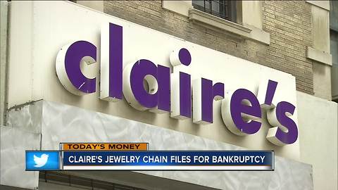 Claire's jewelry chain declares bankruptcy