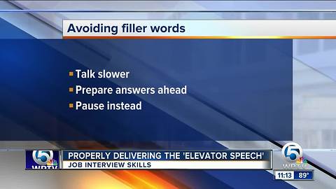 Tips on delivering an 'elevator speech' during a job interview