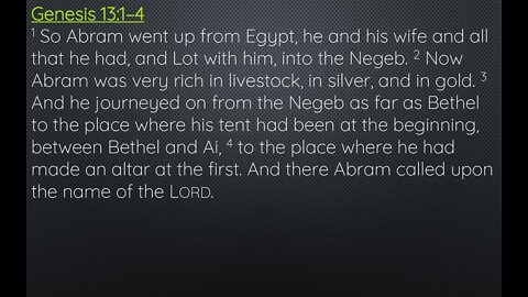 The Upward Road to Canaan, Genesis 13:1-4
