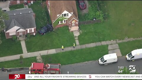 Car crashes into Detroit home Thursday morning, one person critically injured