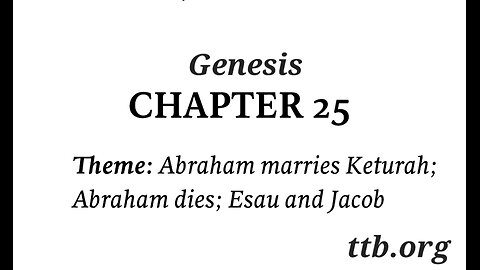 Genesis Chapter 25 (Bible Study)