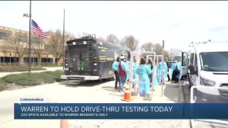 Warren to hold free drive-thru testing Thursday