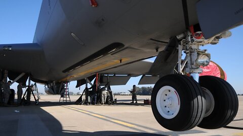 Fixing a Puncture on a Massive KC-135 Stratotanker Aircraft