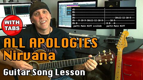 Nirvana All Apologies guitar song lesson with licks strum patterns and TABS