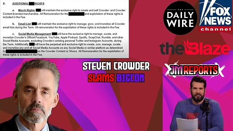 Steven Crowder calls out bigcon Jordan Peterson deletes tweet these contracts are predatory