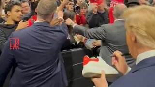 Trump Signs Sneakers In Philly As Crowd Says 'We Love You Trump'