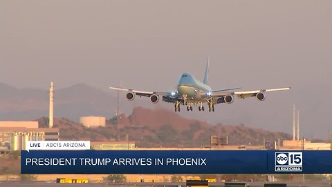 WATCH: Air Force One lands at Phoenix Sky Harbor International Airport ahead of campaign rally