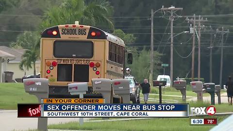 Sex offender moves near bus stop