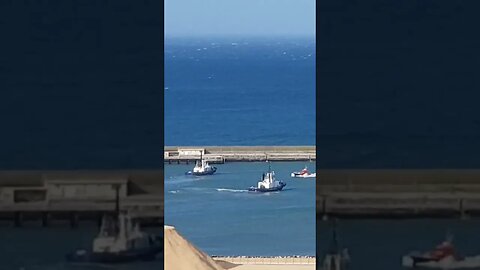 Tugboats Standby For Ship Arrival With Pilot Boat Returning. #merchantnavy #lifeatsea #ship #tuglife