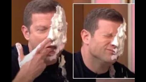 Dermot O’Leary gets pie in the face mid-interview on This Morning