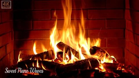 Fireplace and Relaxing Piano Music - Relax, Stress Relief, Study