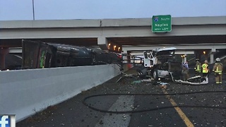 Semi flips off of I-75, crashes onto Fowler Avenue during morning commute